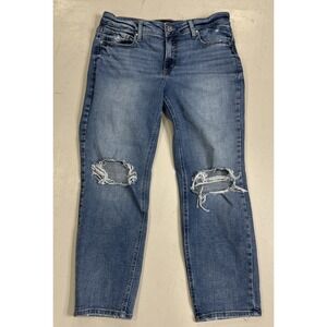 Silver Jeans Straight Crop Jeans Womens 31x27  Blue Denim Distressed
